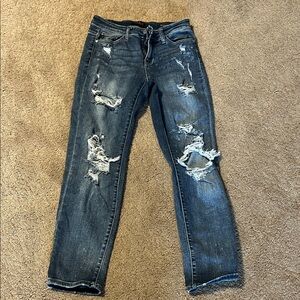 Judy Blue Dark Distressed Boyfriend Jeans